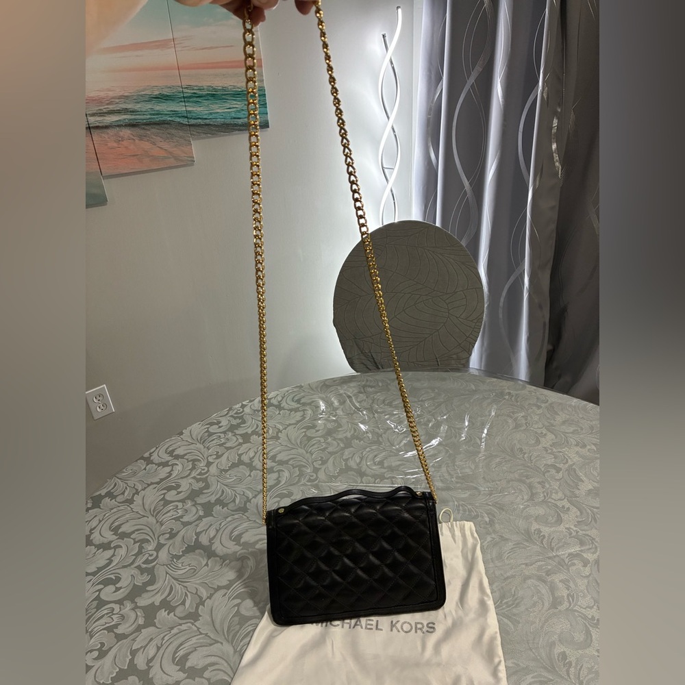 Michael Kors Black Quilted Clutch with Gold Accents - Picture 9 of 9